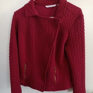 Isaac Mizrahi Live Raspberry Quilted Knit Moto Jacket Womens Small